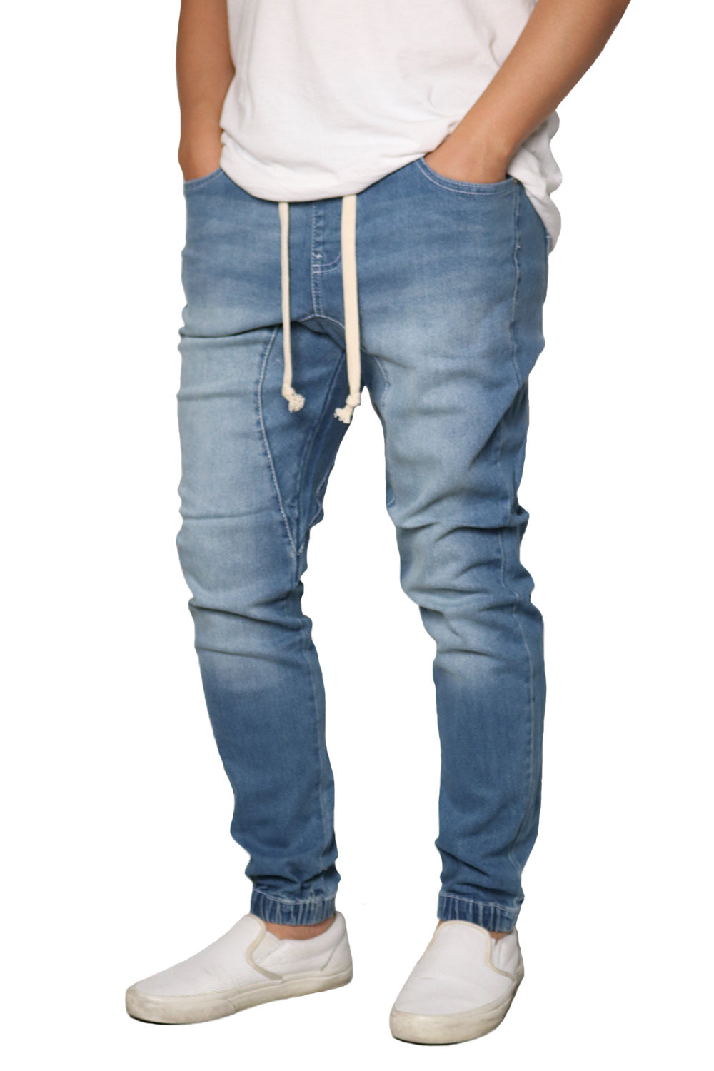 Washed Denim Jogger Pants Lt.Indigo AP03 Amici Closet