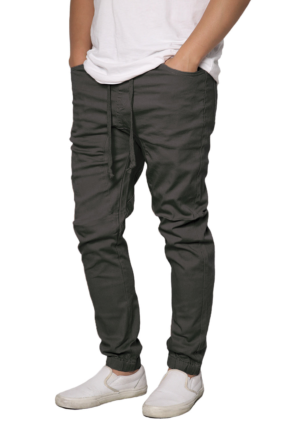 Victorious Men's Twill Jogger Pants - Comfort Fit Tapered Sweatpants (Charcoal, 2XL) - View #11