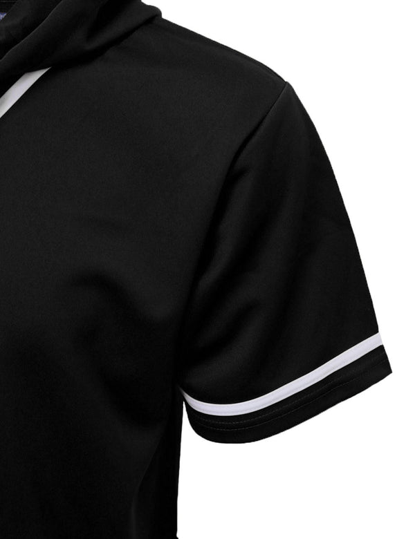 Hooded Baseball Jersey [Black-VB63]