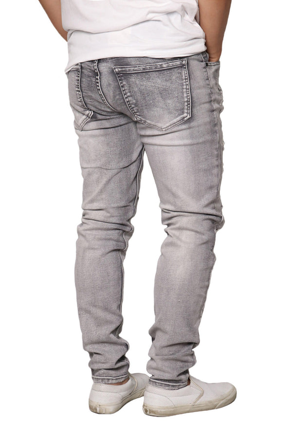 Distressed Patched Denim Jeans [Grey-AP119]