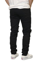 Distressed Patched Denim Jeans [Black-AP119]