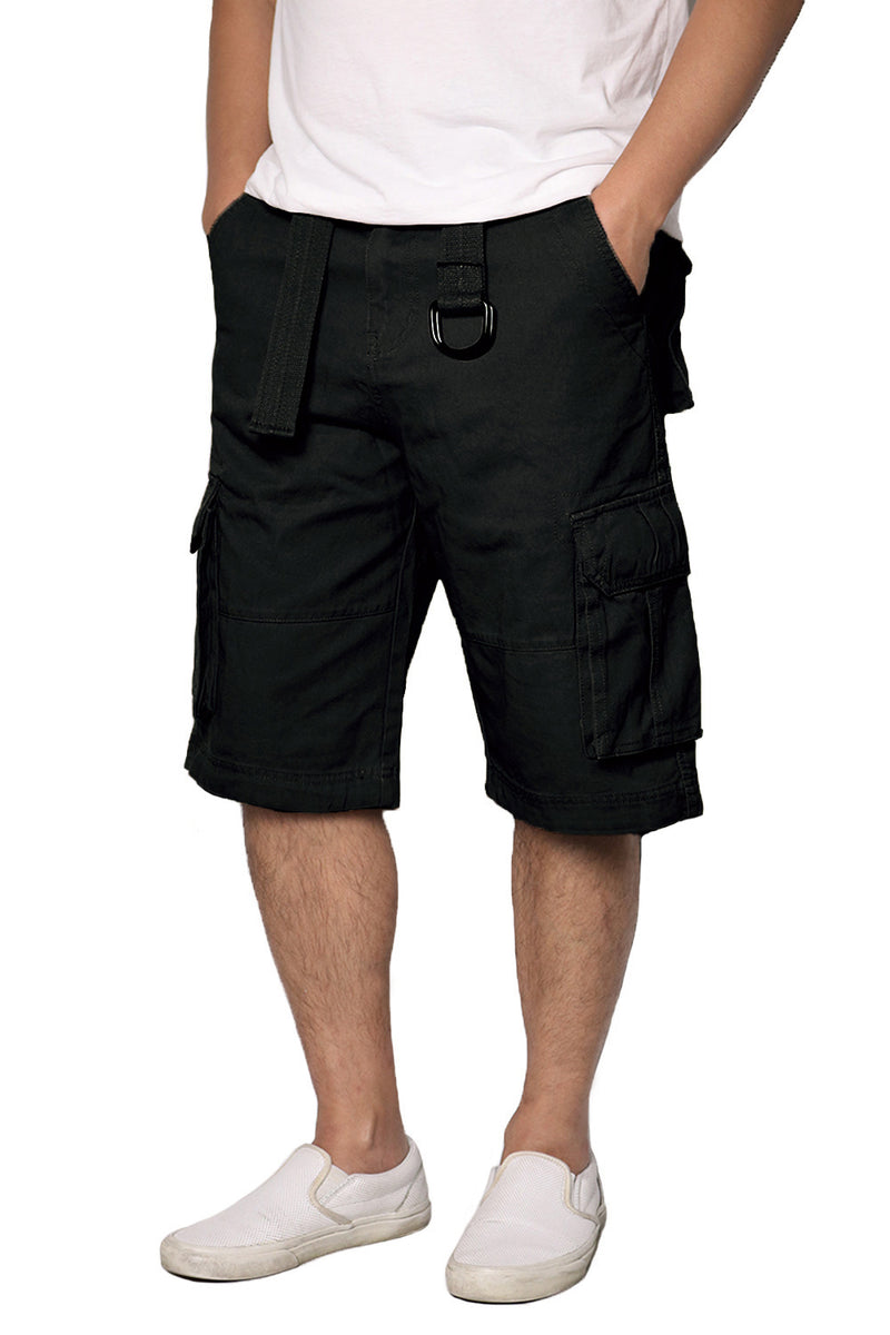 Belted Cargo Shorts [Black-AP112]