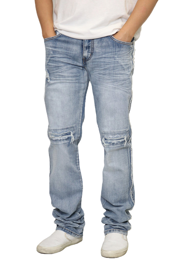 Stacked Distressed Jeans [Indigo-AP1483]