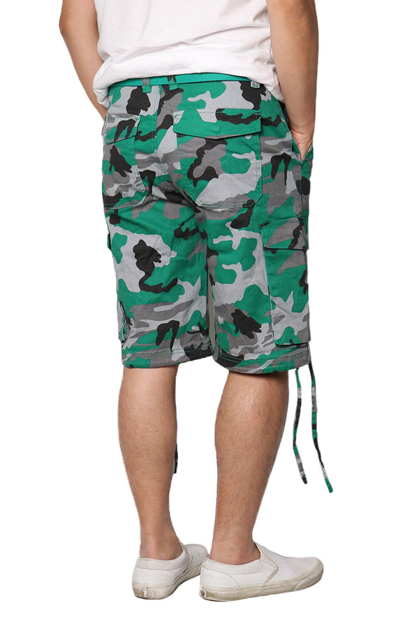 Belted Camo Cargo Shorts [Green-AP2065]