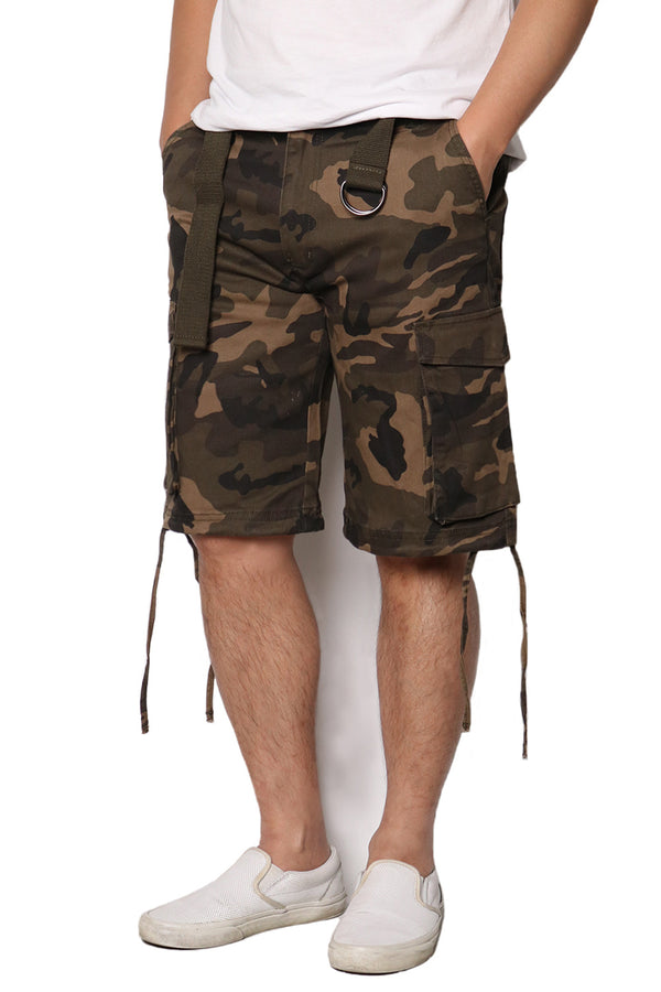 Belted Camo Cargo Shorts [Olive-AP2065]