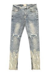 Painter's Distressed Ankle Zip Jeans [Blue-AP4175]