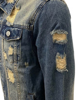 Premium Distressed Denim Jacket [Desert-AK100]