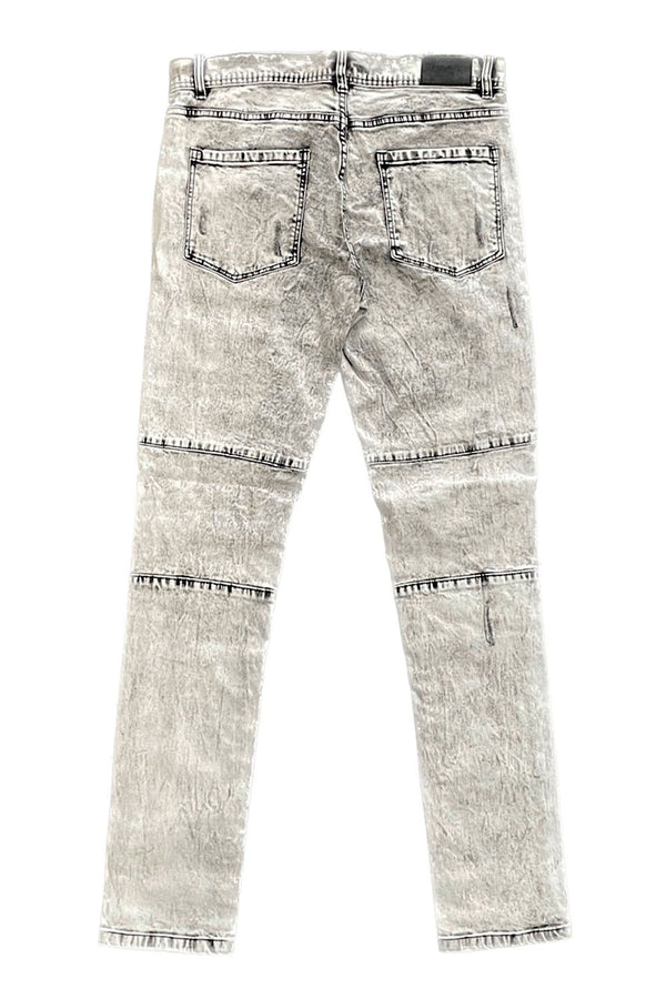 Skinny Distressed Biker Jeans [Ice Grey-AP520]
