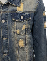 Premium Distressed Denim Jacket [Desert-AK100]