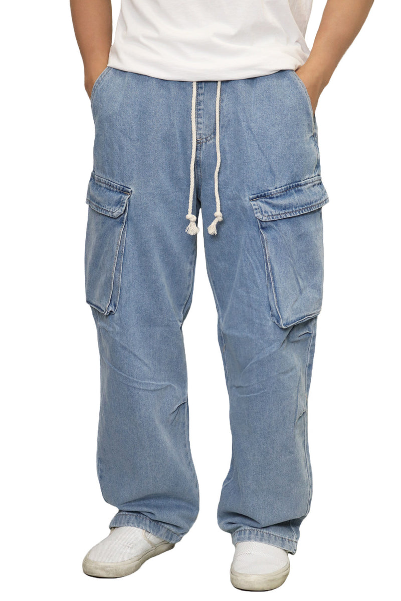 Parachute Baggy Denim Jogger Pants [Indigo-AP828]