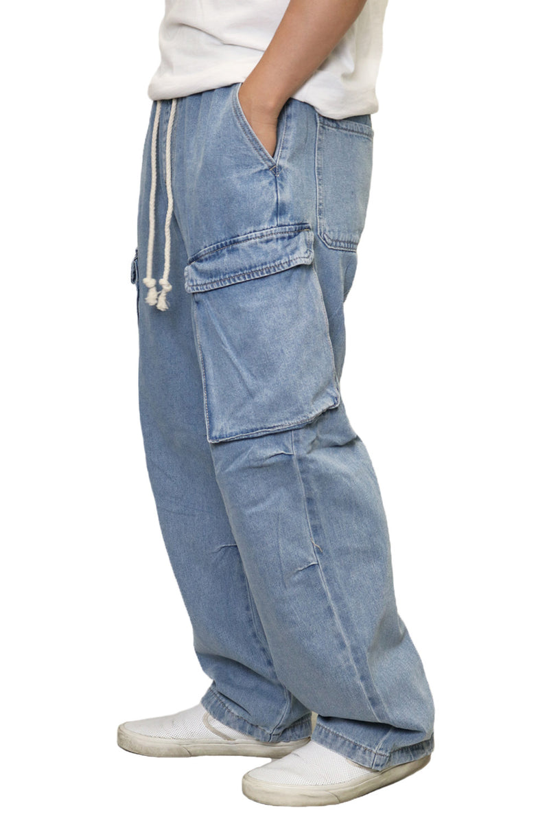 Parachute Baggy Denim Jogger Pants [Indigo-AP828]