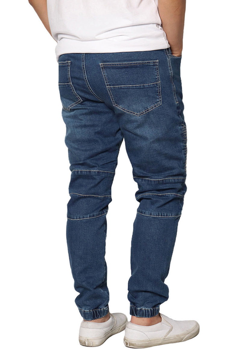 Denim Biker Jogger Pants [Indigo-AP73]