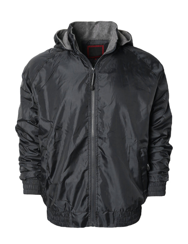 Fleece lined Hooded Windbreaker Jacket [Black-02Bradley]