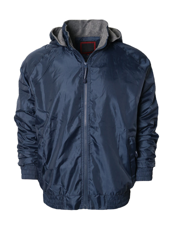 Fleece lined Hooded Windbreaker Jacket [Navy-02Bradley]