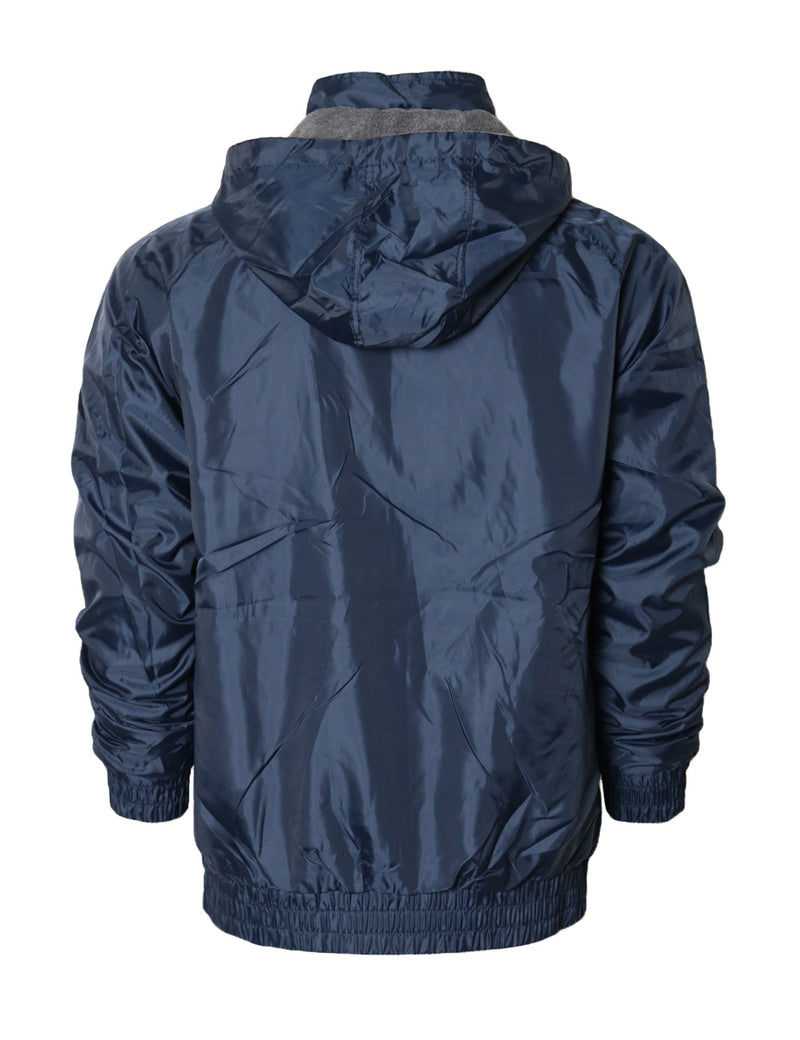 Fleece lined Hooded Windbreaker Jacket [Navy-02Bradley]