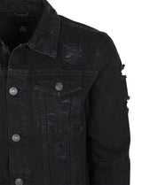 Premium Distressed Denim Jacket [Black-AK100]