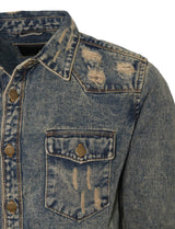 Distressed Denim Shirt Jacket [Vintage-AK158]