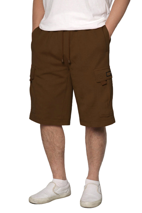 Solid Fleece Heavyweight Cargo Shorts [Brown-AS76]