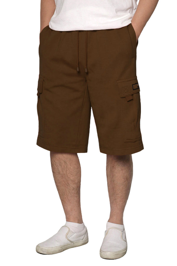 Solid Fleece Heavyweight Cargo Shorts [Brown-AS76]