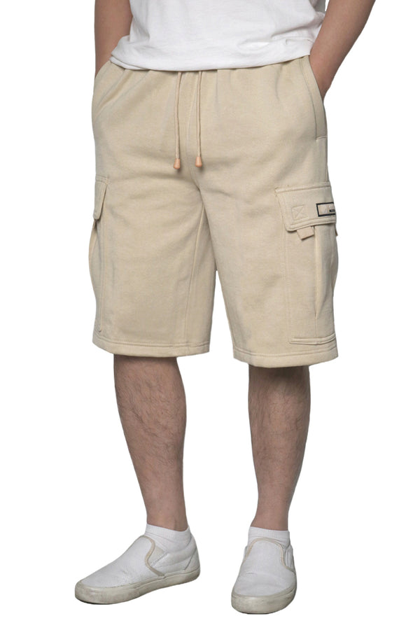 Solid Fleece Heavyweight Cargo Shorts [Khaki-AS76]