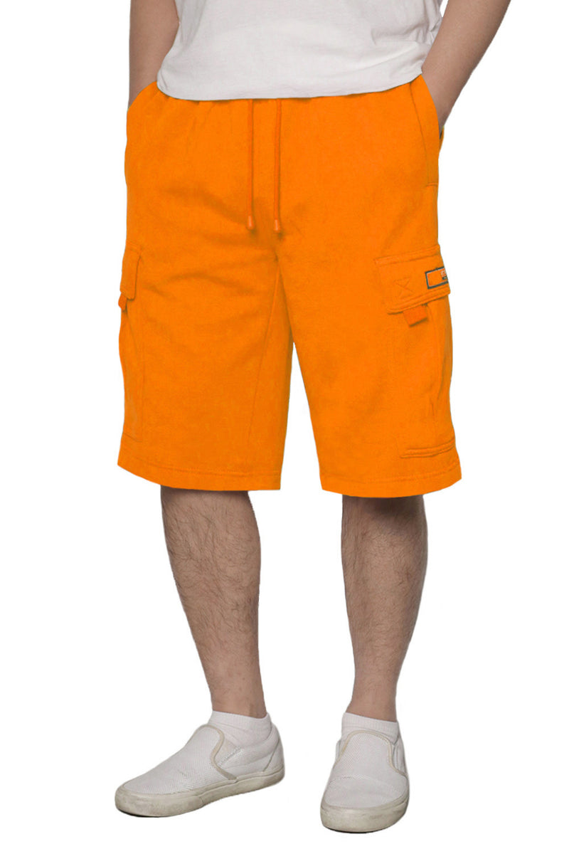 Solid Fleece Heavyweight Cargo Shorts [Neon Orange-AS76]