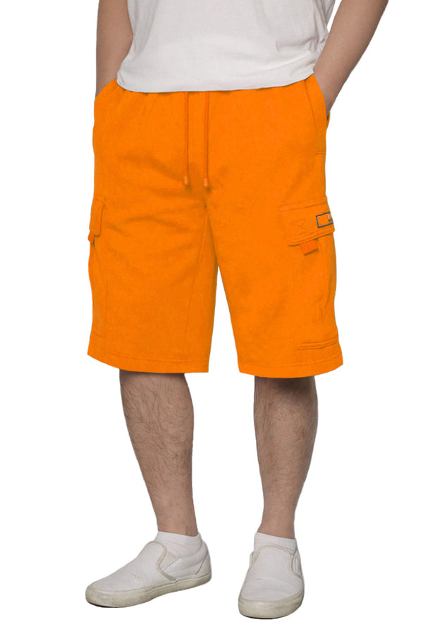 Solid Fleece Heavyweight Cargo Shorts [Neon Orange-AS76]