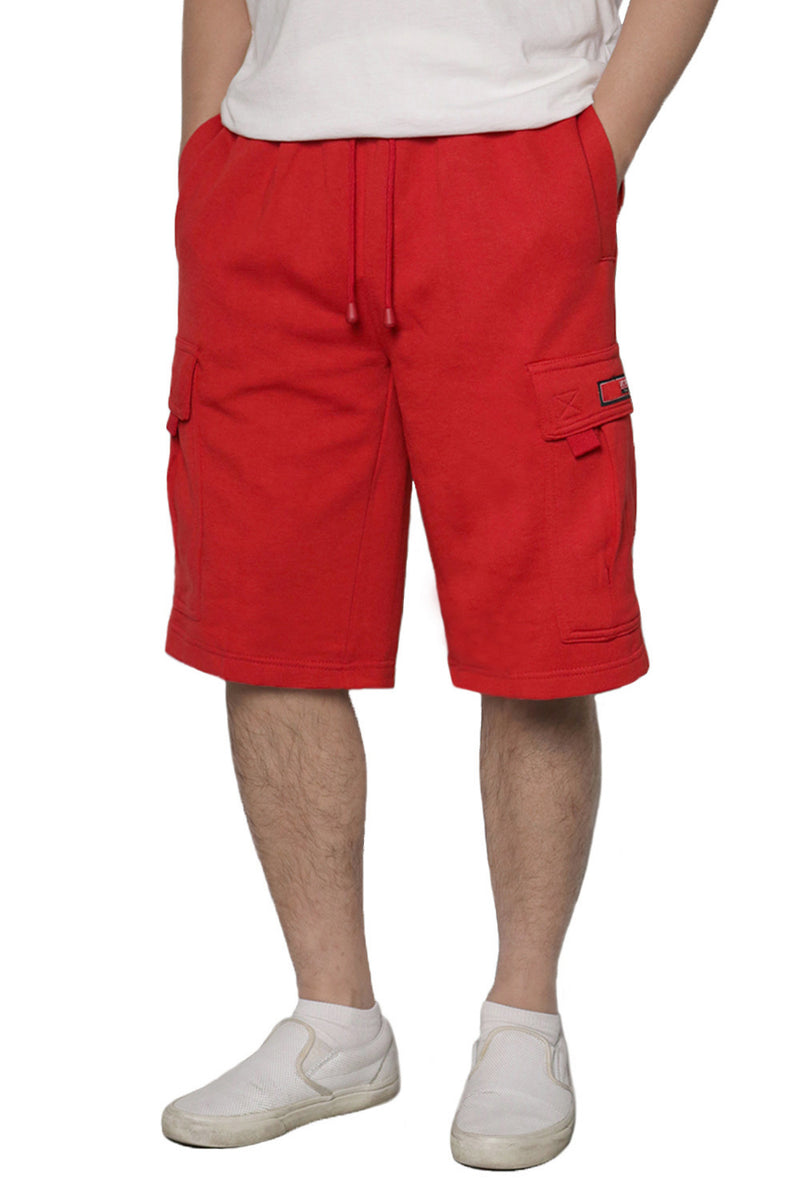 Solid Fleece Heavyweight Cargo Shorts [Red-AS76]