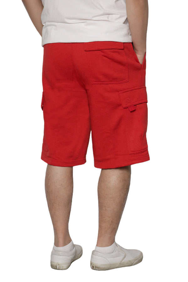 Solid Fleece Heavyweight Cargo Shorts [Red-AS76]