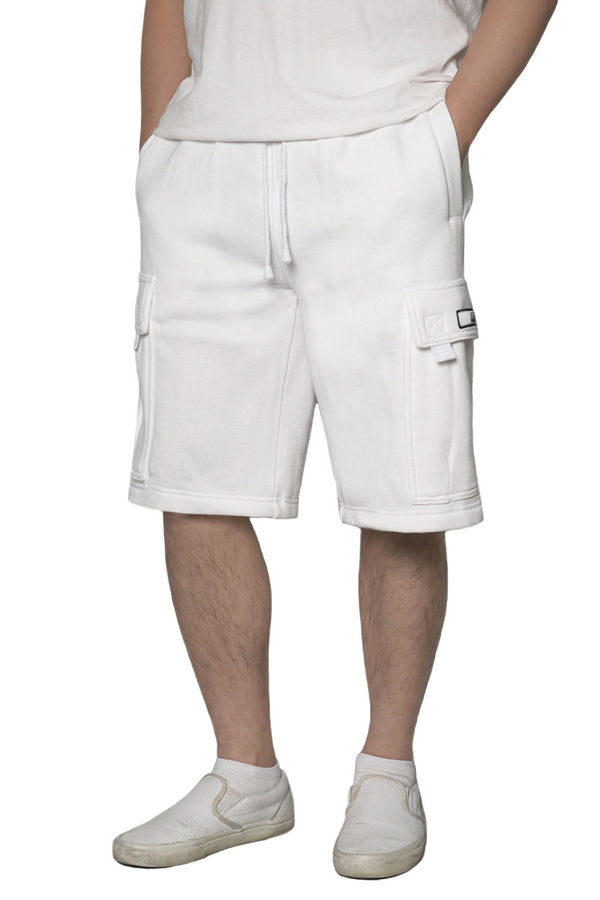 Solid Fleece Heavyweight Cargo Shorts [White-AS76]