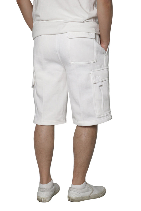 Solid Fleece Heavyweight Cargo Shorts [White-AS76]