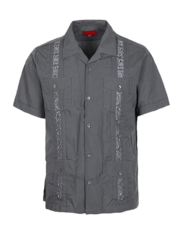 Cuban Style Short Sleeve Guayabera Shirt [D.Grey]
