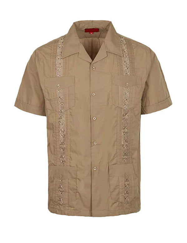 Cuban Style Short Sleeve Guayabera Shirt [Moca]