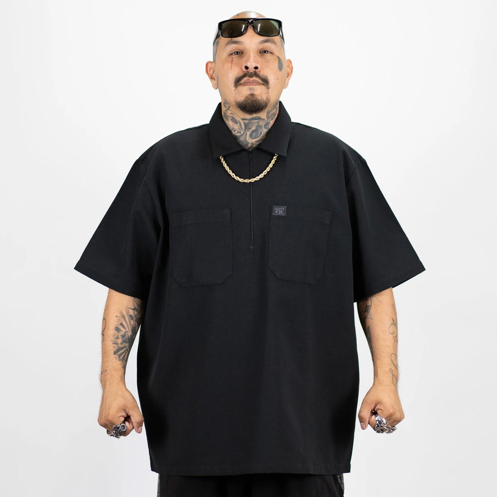 FB County Solid Short Sleeve Zip Shirt – Amici Closet