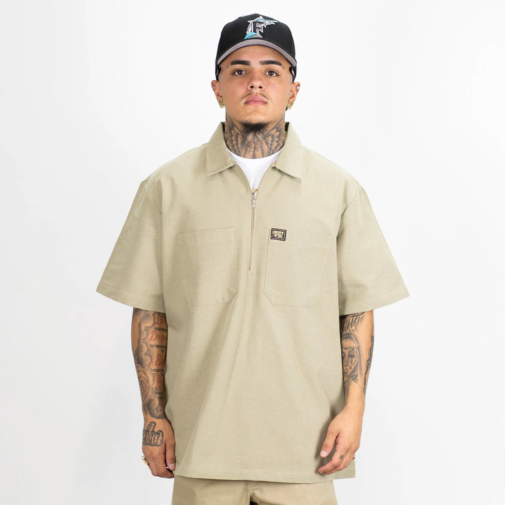 FB County Solid Short Sleeve Zip Shirt – Amici Closet