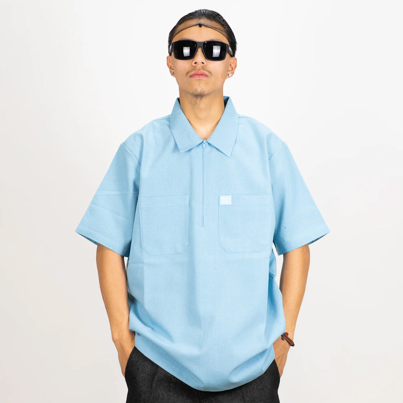 FB COUNTY Solid Short Sleeve Zip Shirt