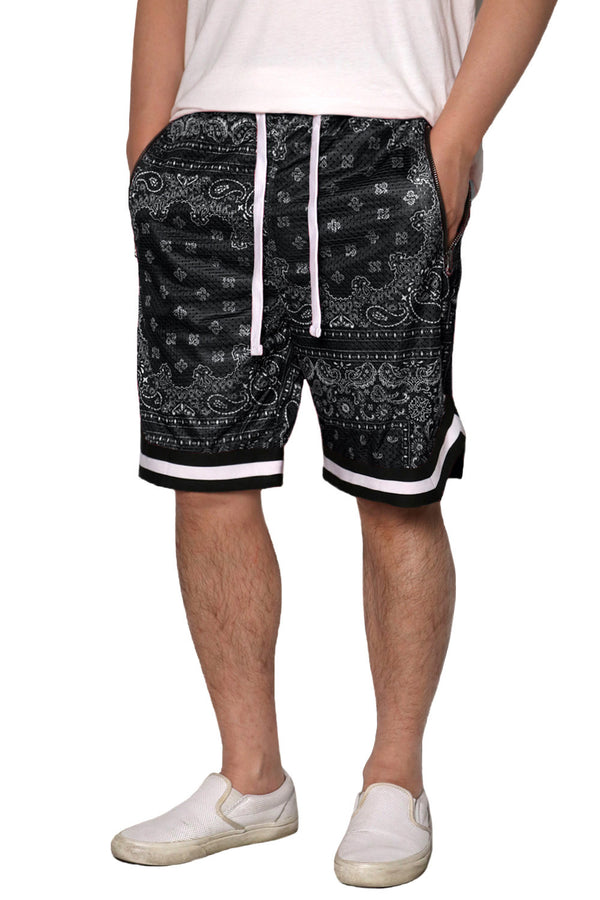Bandana Paisley Basketball Shorts [Black-AS17]