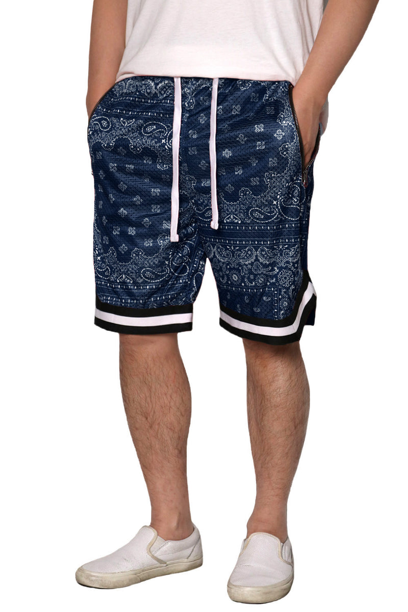 Amici Closet Bandana Paisley Basketball Shorts [Navy-AS17] 3XL