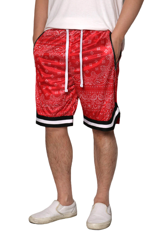Bandana Paisley Basketball Shorts [Red-AS17]