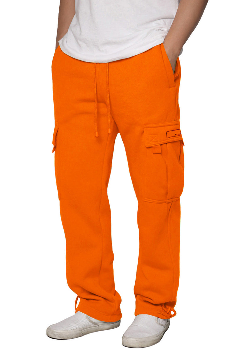 Men Bright Orange Cargo Pants Buy Orange Mid Rise Pocket Detail