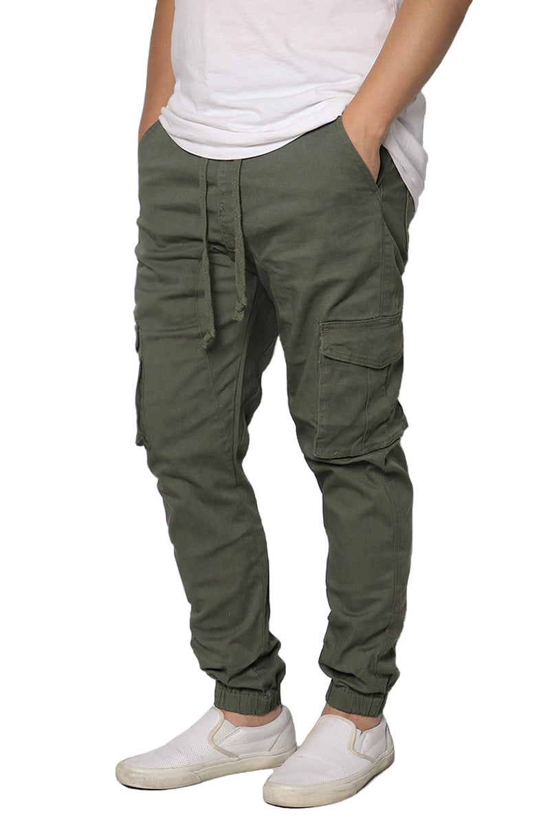 Twill Cargo Jogger Pants [Olive-AP05]