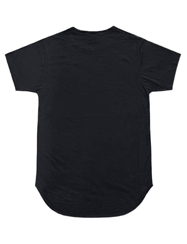 Essential Long Curved Hem T-Shirt [Black-AT270]
