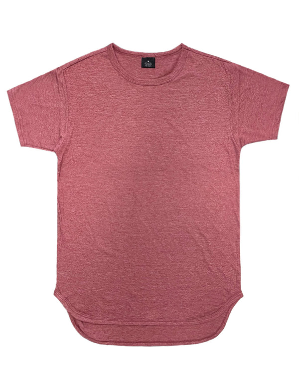 Essential Long Curved Hem T-Shirt [Burgundy-AT270]