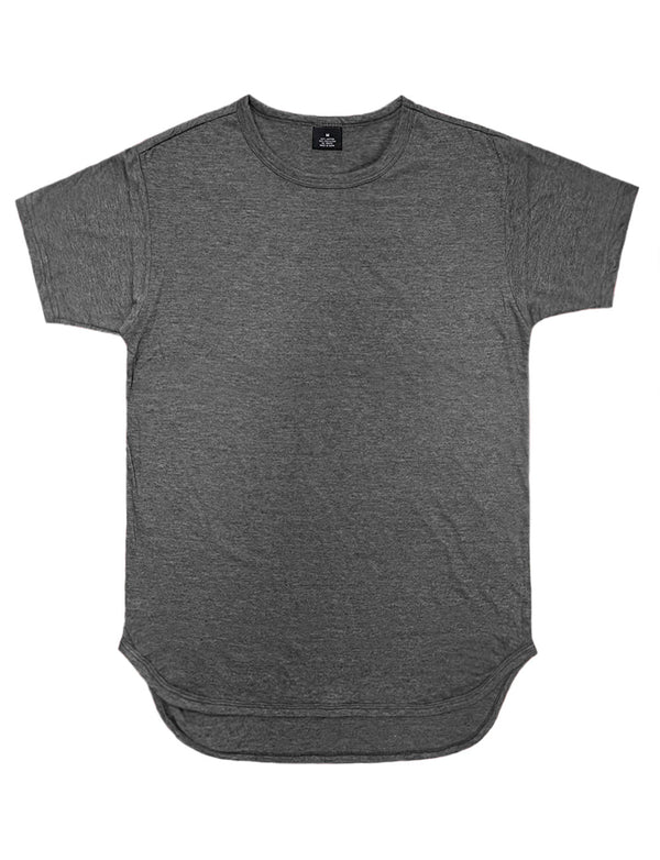 Essential Long Curved Hem T-Shirt [Charcoal-AT270]