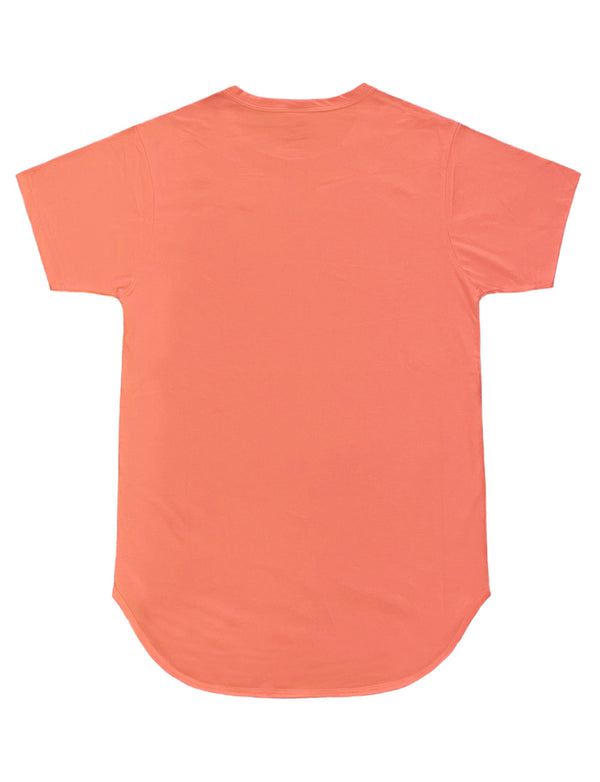 Essential Long Curved Hem T-Shirt [Coral-AT270]