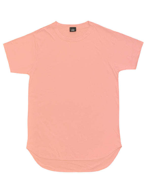 Essential Long Curved Hem T-Shirt [Dirty Pink-AT270]