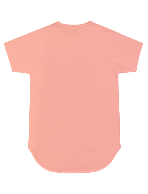 Essential Long Curved Hem T-Shirt [Dirty Pink-AT270]