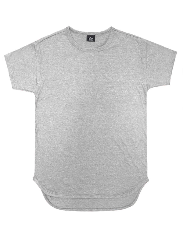 Essential Long Curved Hem T-Shirt [Grey-AT270]