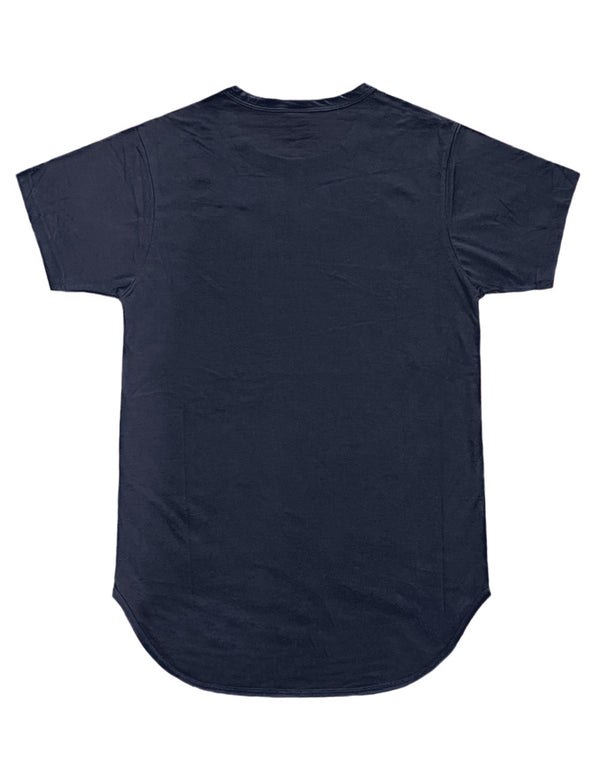 Essential Long Curved Hem T-Shirt [Navy-AT270]