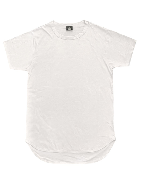 Essential Long Curved Hem T-Shirt [Off White-AT270]