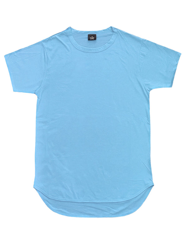 Essential Long Curved Hem T-Shirt [Sky Blue-AT270]